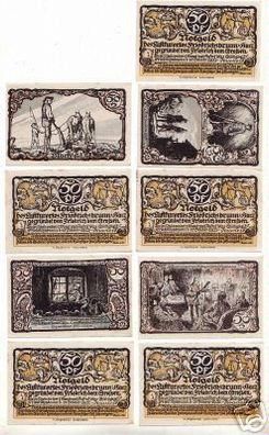 9 Banknoten Notgeld der Stadt Friedrichsbrunn 1921