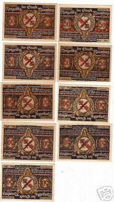 9 Banknoten Notgeld der Stadt Naumburg 1921