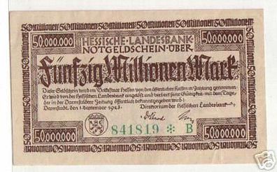 Banknote Inflation 50 Millionen Darmstadt 01.09.1923