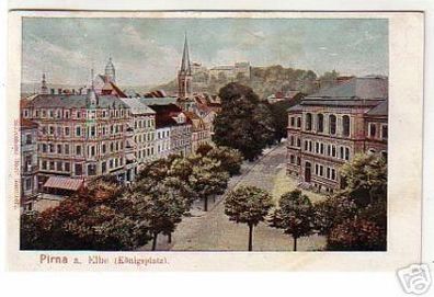 17480 Ak Pirna an der Elbe Königsplatz 1907