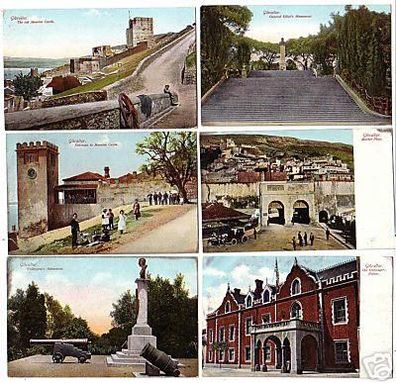 16406/6 Ak Gibraltar Hafen und Stadtansichten um 1910