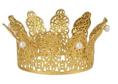 Krone mit Kunstperlen - goldfarben