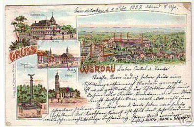 07770 Ak Lithographie Gruss aus Werdau 1897