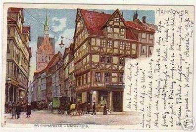 07796 Ak Hannover Kramerstrasse und Marktkirche 1913