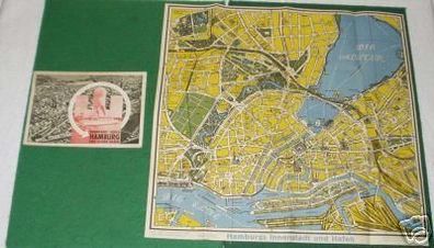 Heft und Stadtplan "Rundfahrt durch Hamburg" um 1930
