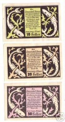 3 Banknoten Notgeld der Gemeinde St.Roman 1920