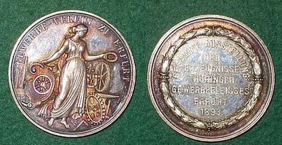 seltene Silber Medaille Gewerbeverein zu Erfurt 1893