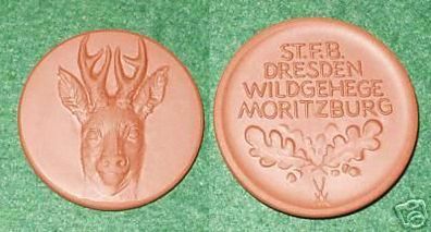 schöne Porzellanmedaille Wildgehege Moritzburg um 1980