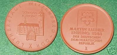 schöne Porzellanmedaille Lutherstadt Wittenberg 1983