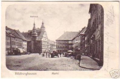 17629 Ak Hildburghausen Markt mit Rathaus 1907