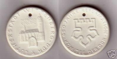 schöne DDR Porzellanmedaille 450 Jahre Reformation