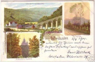 17372 Mehrbild Ak Gruß aus Wiesbaden Café usw. 1901