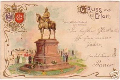 18014 Ak Gruss aus Erfurt Kaiser Wilhelm Denkmal 1901