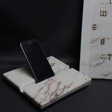 Wand-uhr Tablet -Halterung Küchen-uhr mit Uhrhalterung Tischuhr Marmor Carrara