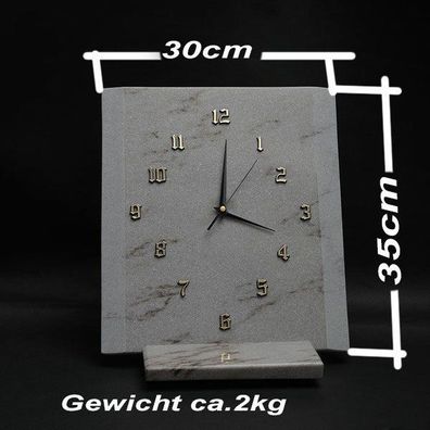 Einzelstück Wanduhr Küchenuhr mit Uhrhalterung Tischuhr Marmor