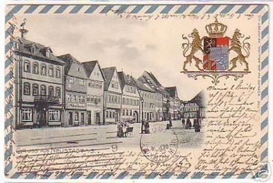 17061 Wappen Präge Ak Neustadt a.S. Marktplatz 1901