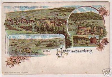 32871 Ak Lithographie Gruss aus Untersachsenberg um1900