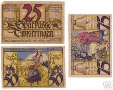 3 Banknoten Notgeld Sparkasse Twistringen 1921