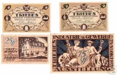 4 Banknoten Notgeld Gewerbeausstellung Triebes 1921