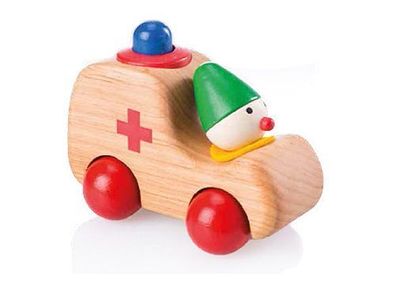 Saniwicht" mit Hupe, Quietscher-Auto Krankenwagen aus Holz (Erle) Pfingstweid 120011