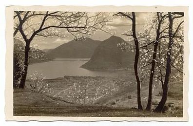 Schweiz 1930er Vue générale de Lugano, Echte Foto Ansichtskarte AK 802 Postkarte
