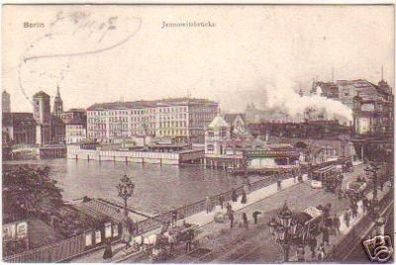 19246 Ak Berlin Jannowitzbrücke mit Verkehr 1907