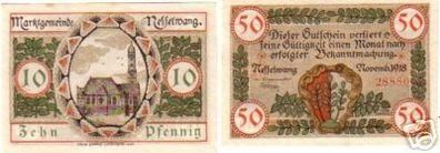2 Banknoten Notgeld Stadt Nesselwang 1918