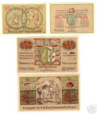 4 Banknoten Notgeld Stadt Immenstadt 1918