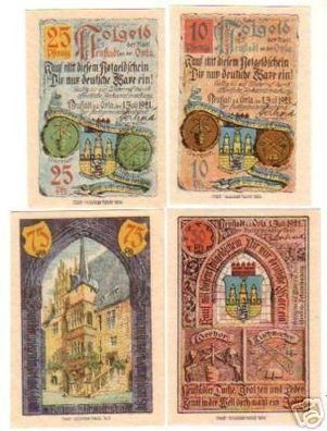 4 Banknoten Notgeld Stadt Neustadt a.d.Orla 1921