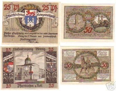 4 Banknoten Notgeld Stadt Pfarrkirchen um 1920