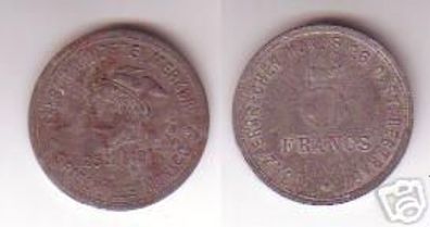 5 Franc Spielmarke Spielhölle Monaco 25.2.1910