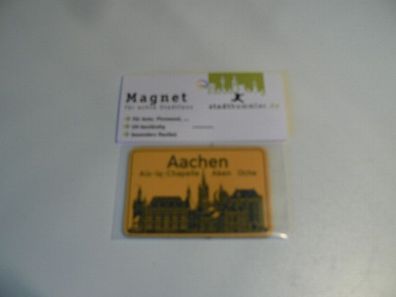 Magnet Kühlschrankmagnet Motiv : Ortsschild Aachen mit Skyline Neu + OVP