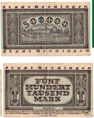 Banknote Inflation 500000 Mark Stadt Uerdingen 1923