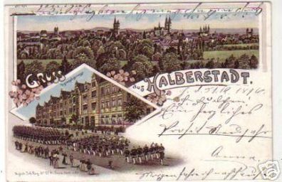 18771 Ak Lithographie Gruß aus Halberstadt 1896