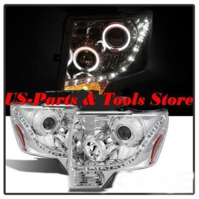 Für Ford F150 09 - 14 Projector Scheinwerfer Dual Angeleyes LED NEU ! 2009 2013 CH