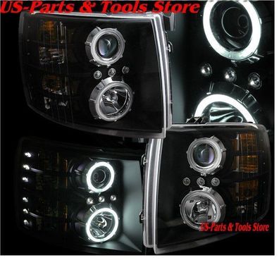 GMC Sierra Projector Scheinwerfer CCFL Angeleyes LED 07 - 13 blk.2007 2013 2008