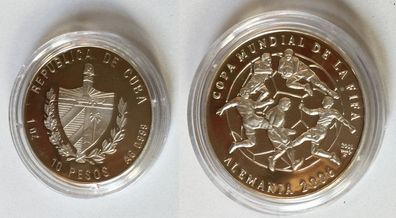 10 Pesos Silber Münze Kuba Fussball WM Deutschland 2006 (120868)
