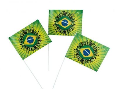 Papierfähnchen "Brasilien" 50 Stück
