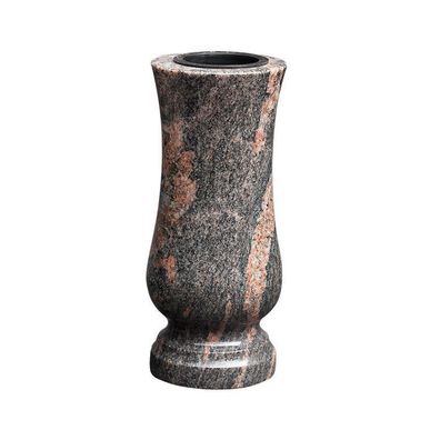 Grabvase Grabmalvase Granit Himalaya Ø12cm + 2 Stück Vaseneinsätze