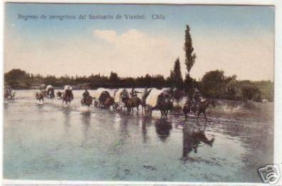 18076 Ak Chile Pferdewagen im Flussbett um 1910