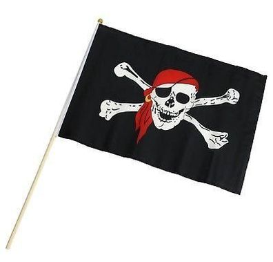 Piratenflagge mit Stab Piratenfahne für Spielturm Totenkopf Flagge Stock