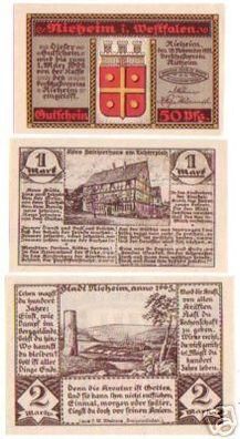 3 Banknoten Notgeld Vorschußverein Nieheim 1921