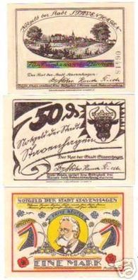 3 Banknoten Notgeld der Stadt Stavenhagen um 1922