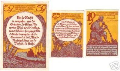 3 Banknoten Notgeld der Stadt Malchin 1921