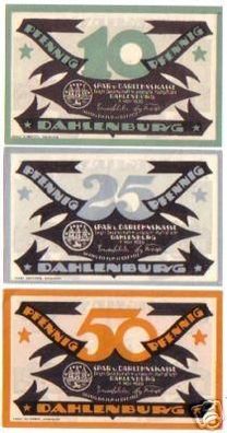 3 Banknoten Notgeld der Sparkasse Dahlenburg 1920