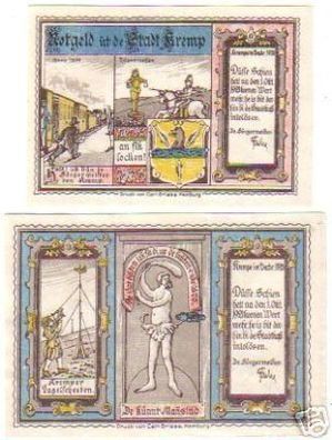 2 Banknoten Notgeld der Stadt Krempe 1920