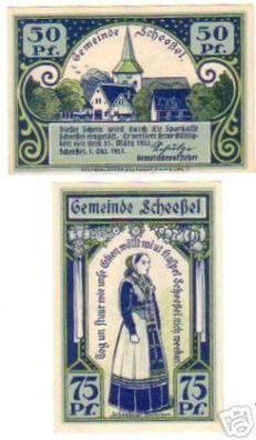 2 Banknoten Notgeld der Gemeinde Scheeßel 1921