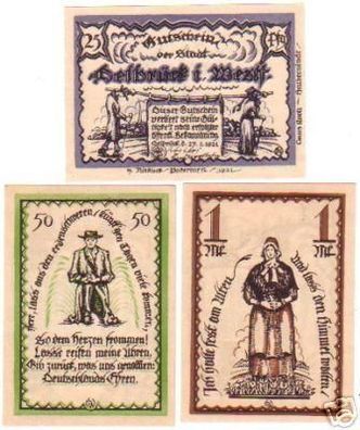3 Banknoten Notgeld der Stadt Delbrück 1921