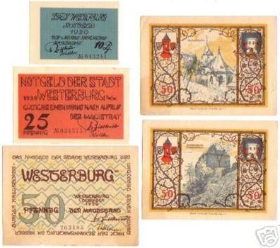 5 Banknoten Notgeld der Stadt Westerburg 1920