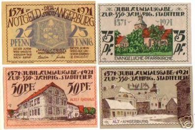 4 Banknoten Notgeld der Stadt Angerburg Ostpr. 1921